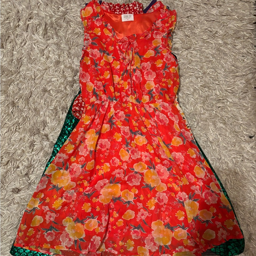 Sienna Sky Floral Red and Orange Dress